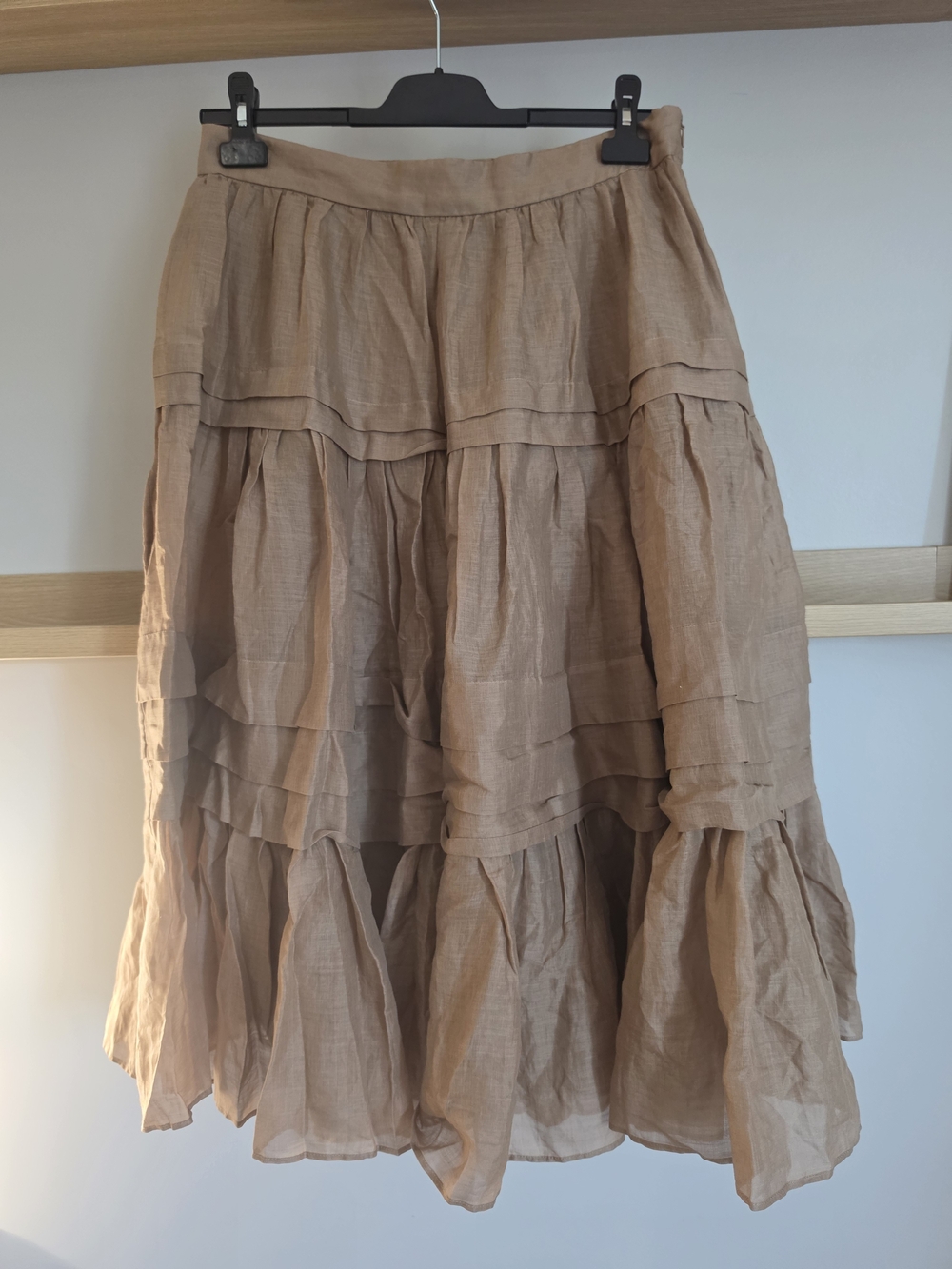 Banana Republic Tiered Maxi Skirt in Taupe Beige